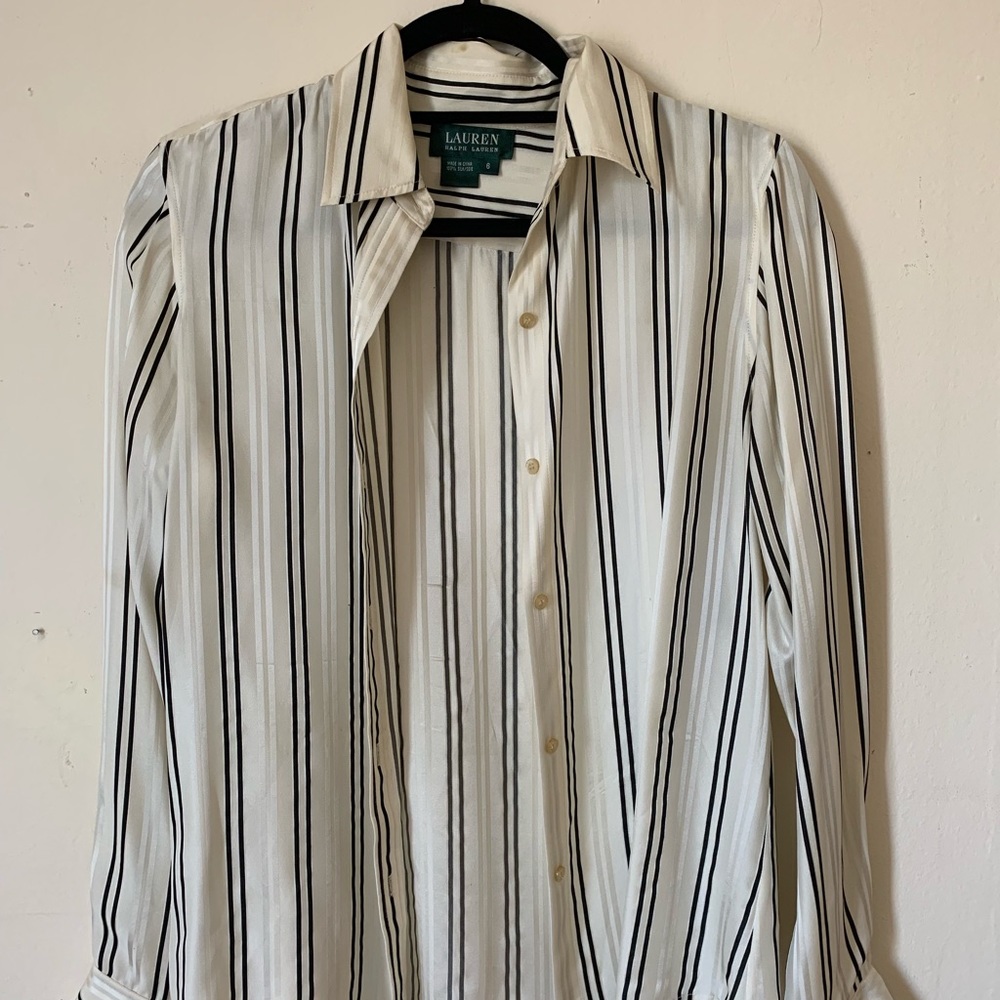 Silk button down shirt.